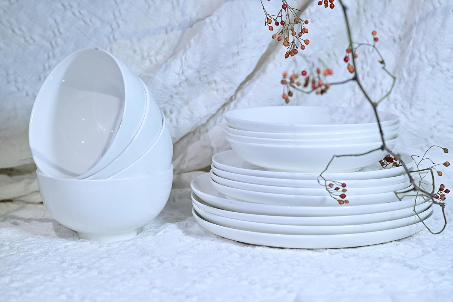 Ensemble de vaisselle Lily en porcelaine, 16 pièces, service pour 4