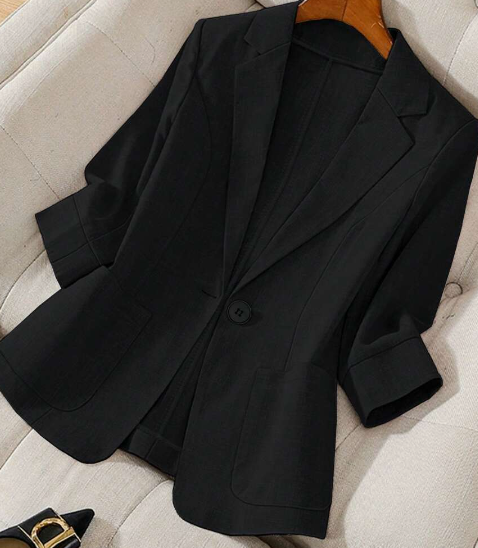 Blazer couleur unie col montant automne printemps