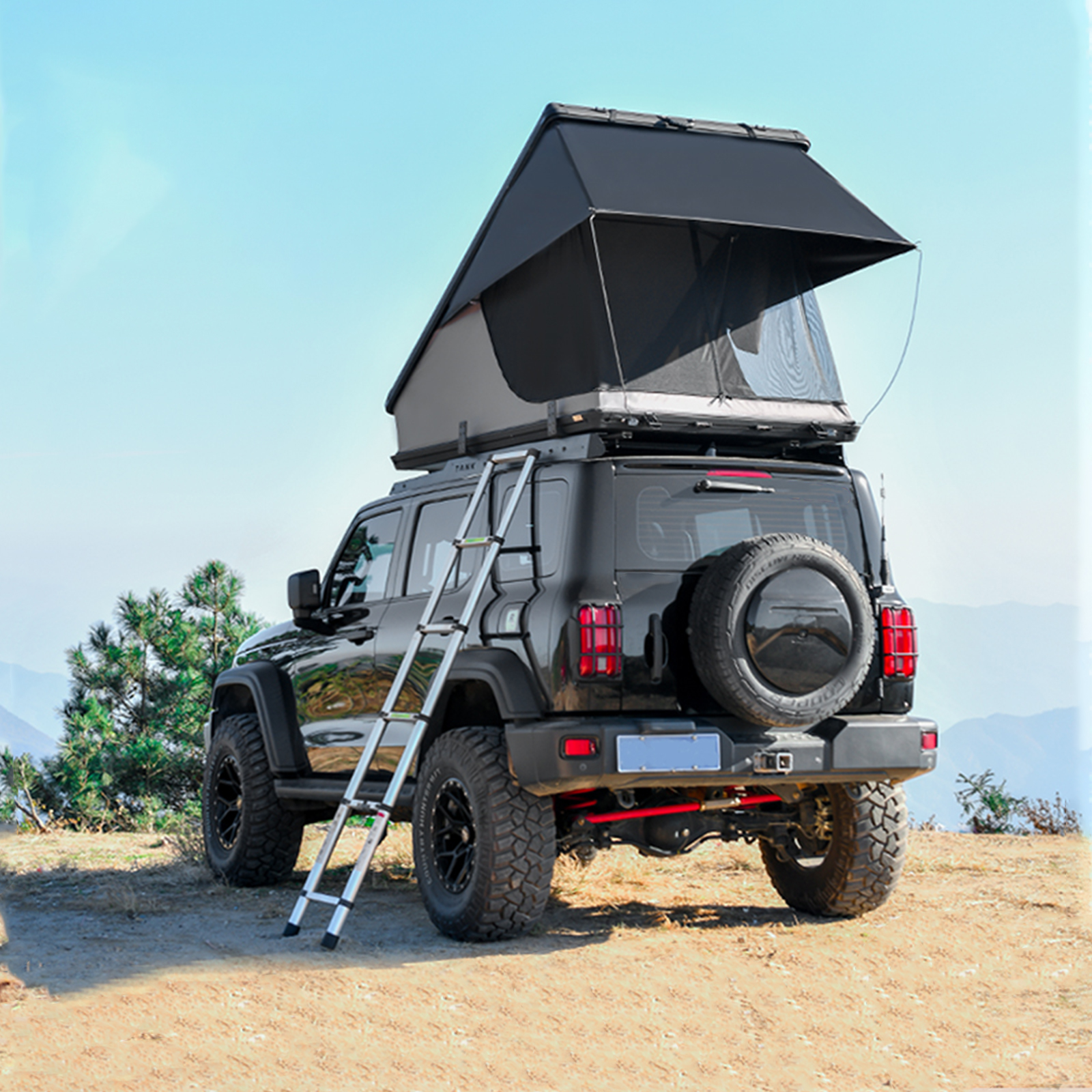 Tente toit coque dure camping 2-3 personnes avec échelle