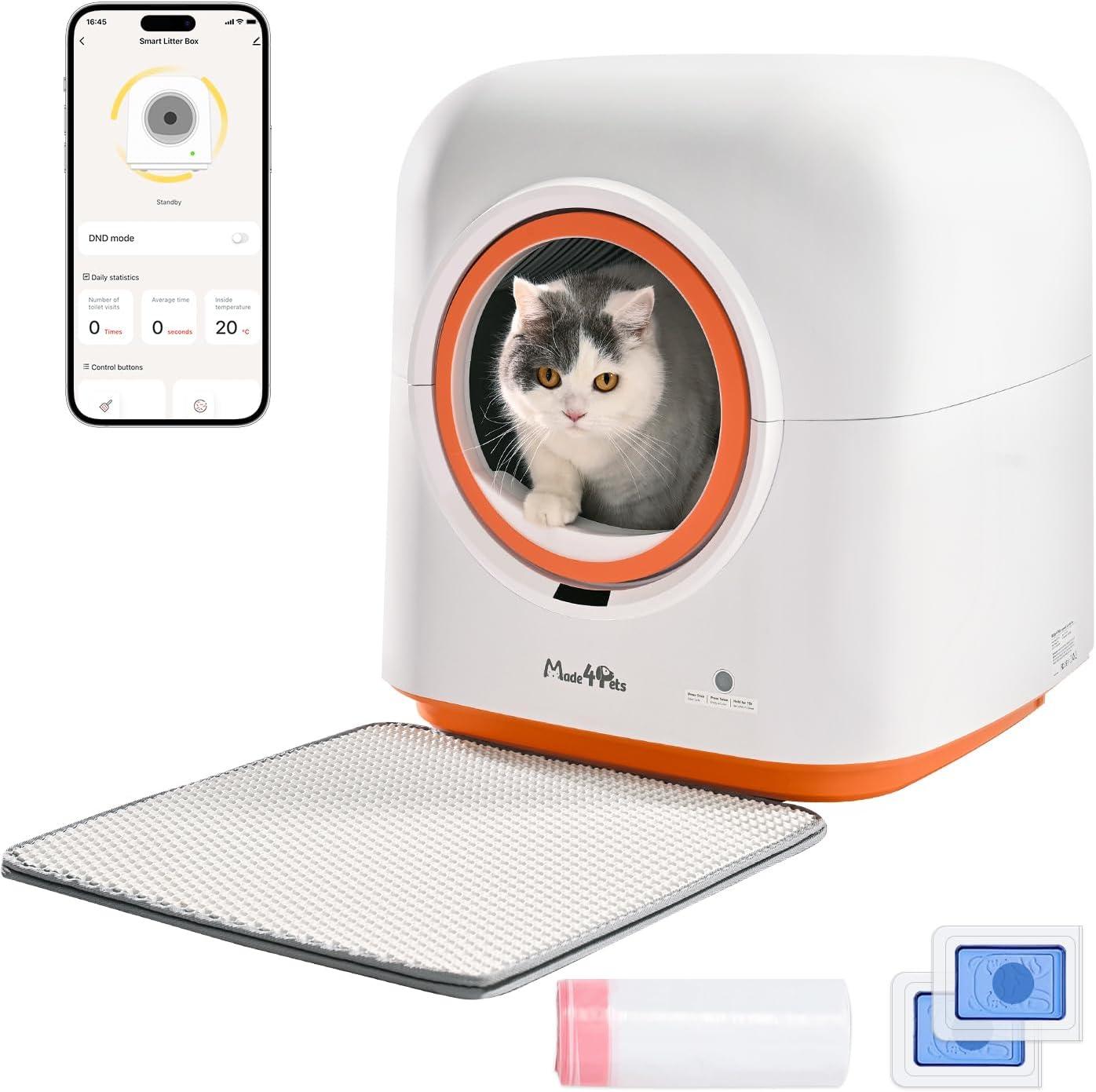 Bac litière chat automatique 60L, contrôle app, capteur infrarouge