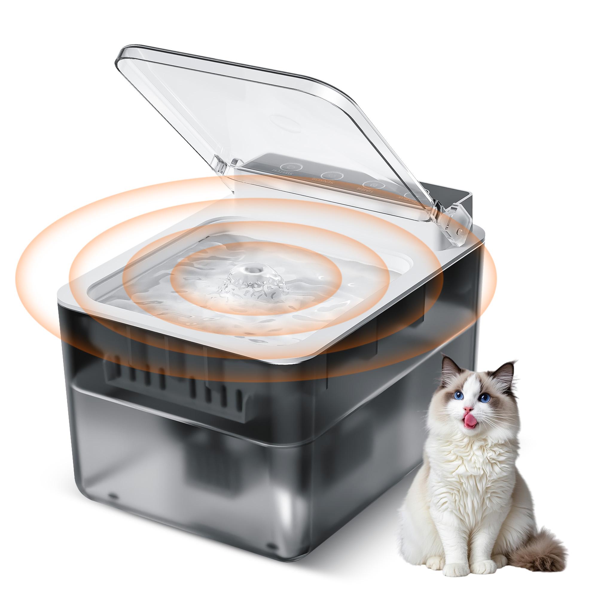 Fontaine chat induction acier inox 304, batterie rechargeable