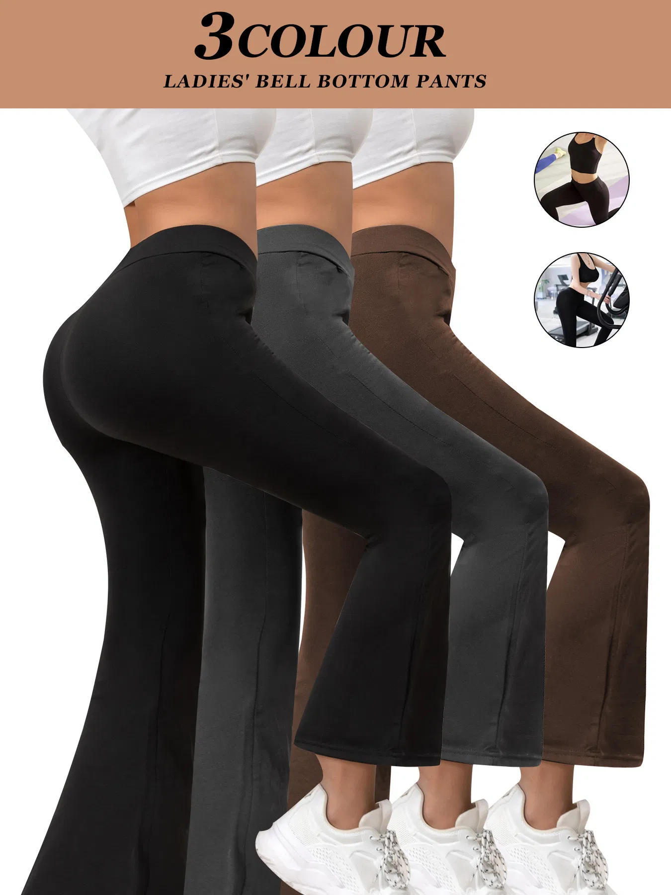 3pcs Legging Yoga Rehaussant Taille Haute Stretch