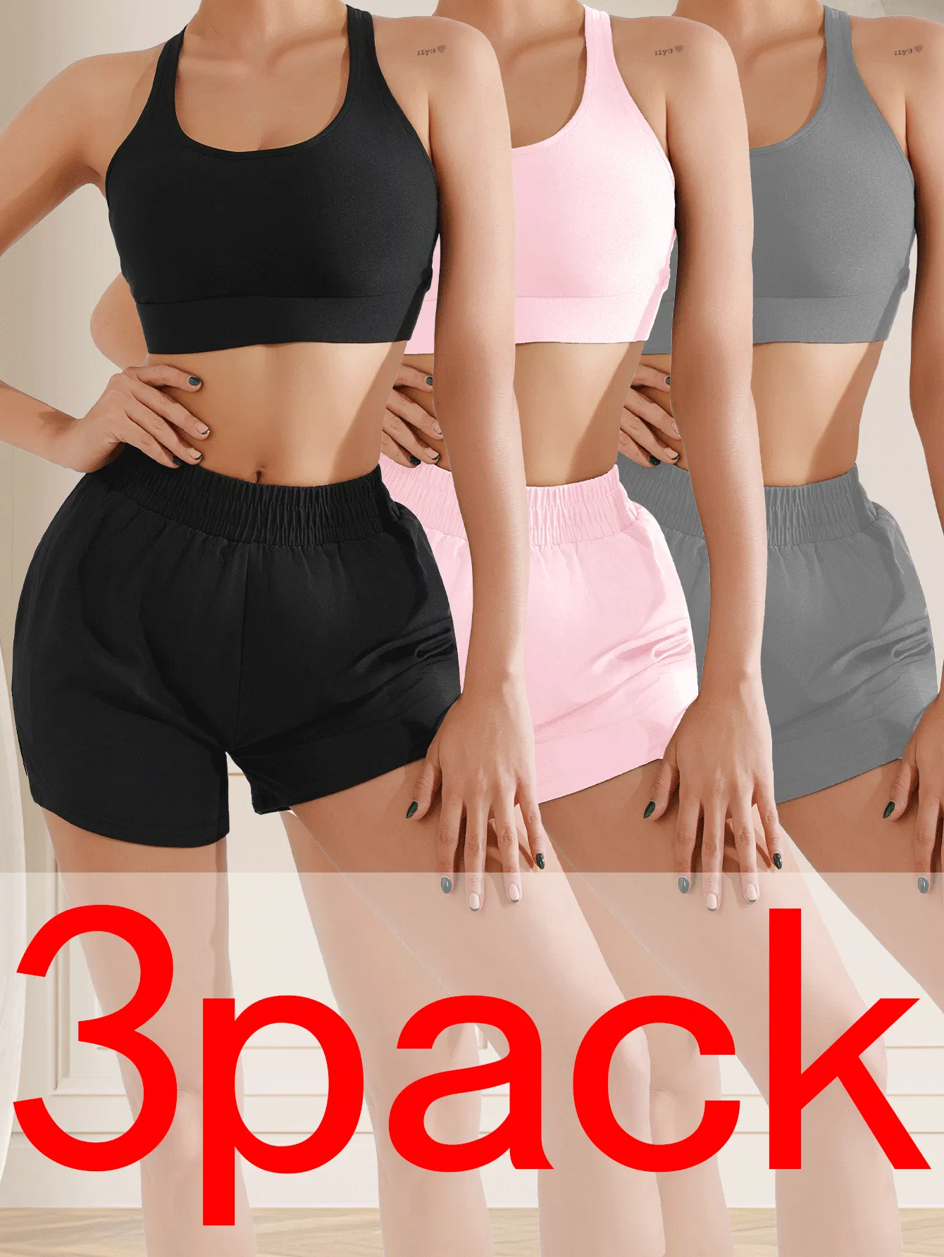 3 shorts d'entraînement respirants, ajustement loose