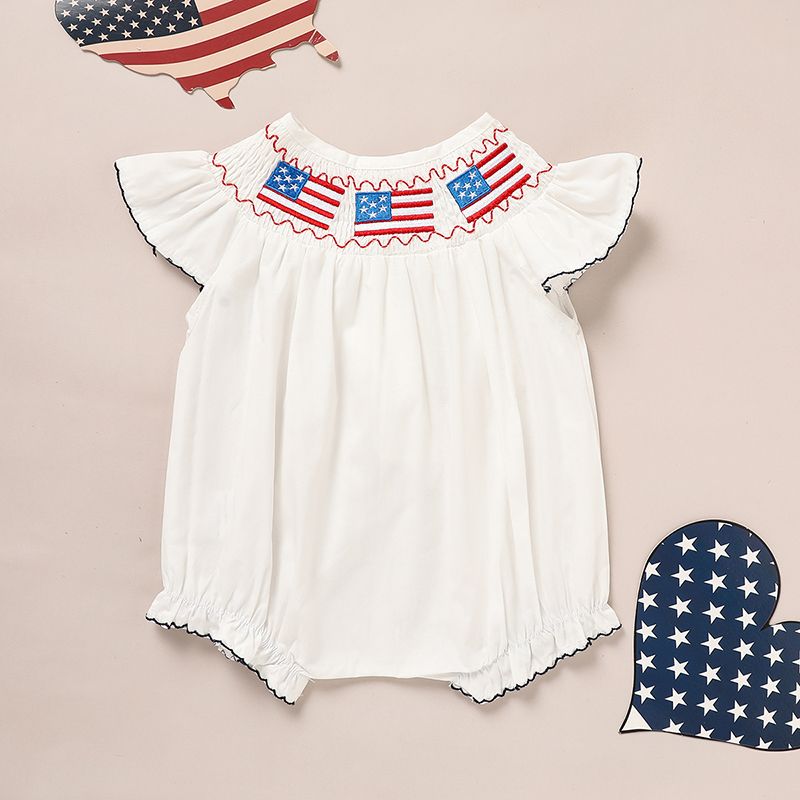 Barboteuse 4 juillet bébé, broche drapeau américain