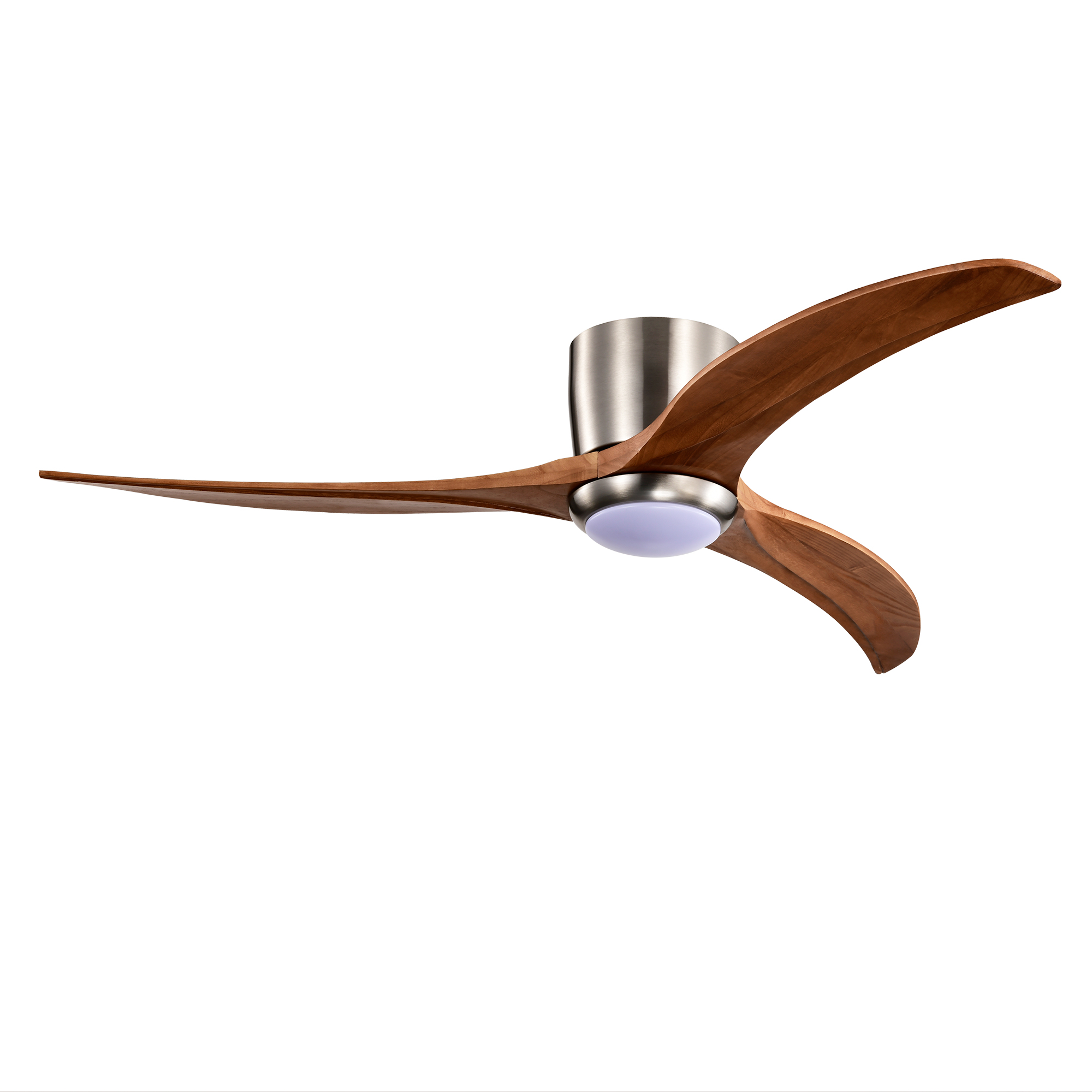 Ventilateur plafond 52po bande lumière nickel