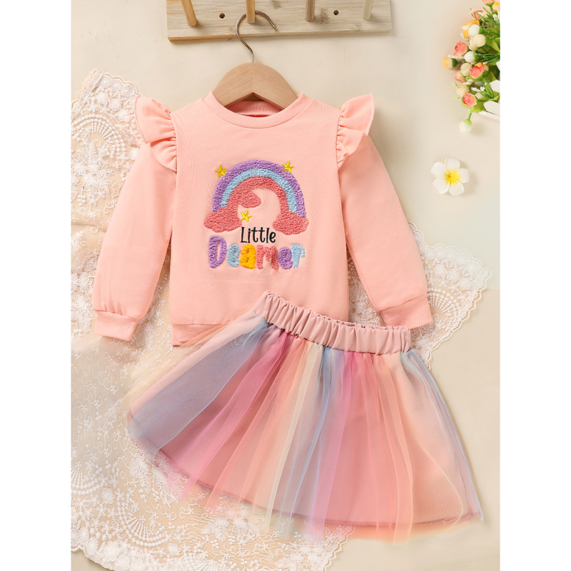 Ensemble jupe arc-en-ciel bébé fille pulls longs