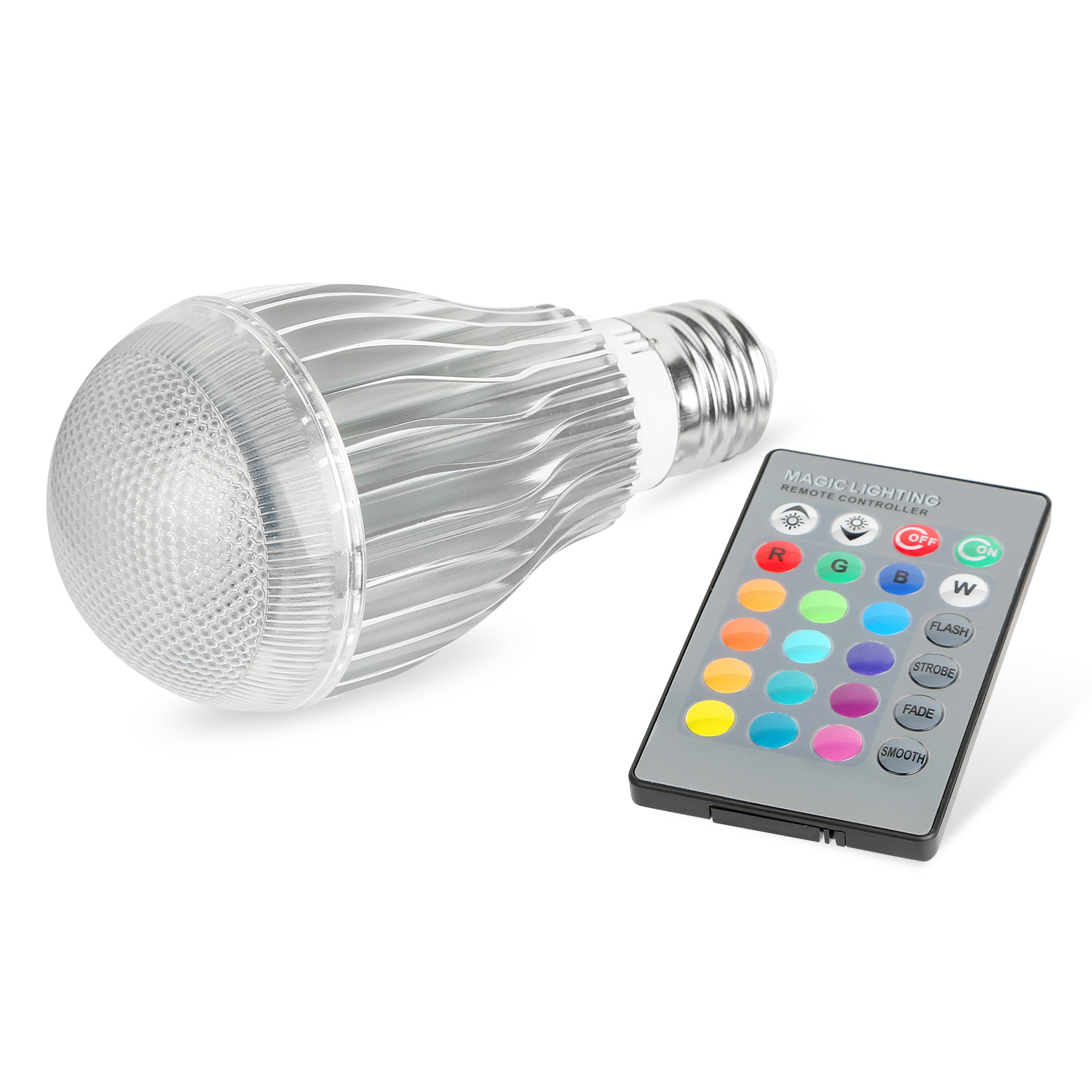 Ampoule LED 9W E27 RGB 16 couleurs télécommande IR 24 touches