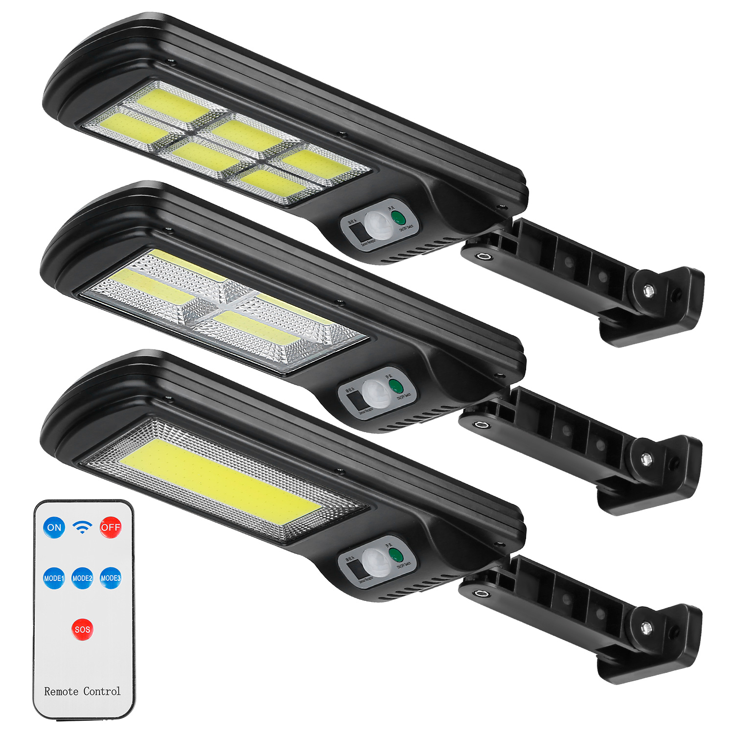 Lampe solaire 450W détecteur mouvement IP65, 3 modes, télécommande