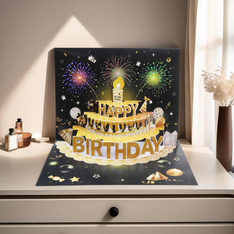 Carte cadeau anniversaire musique lumière avec enveloppe