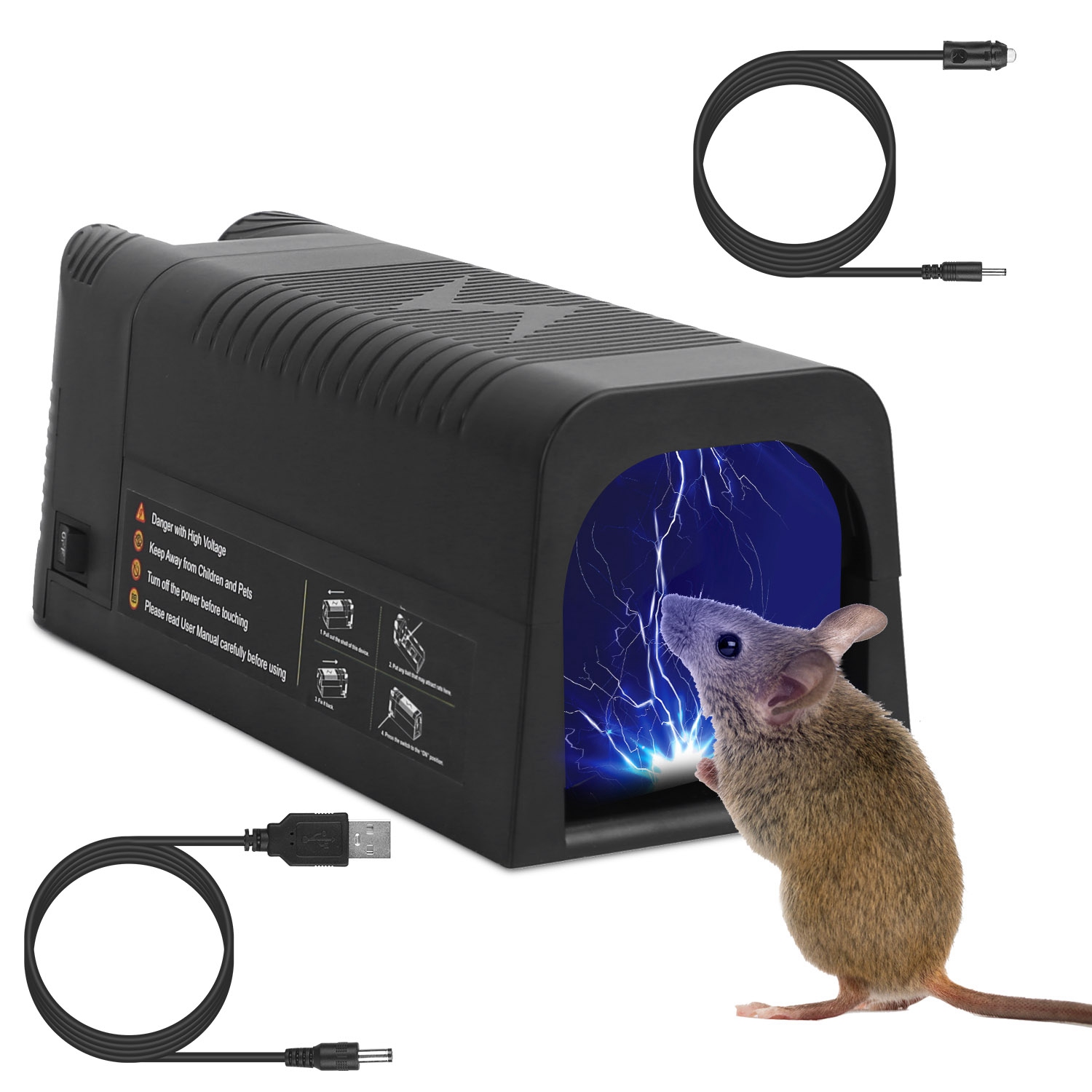 Piège à souris électrique rechargeable 1800V contrôle antiparasitaire
