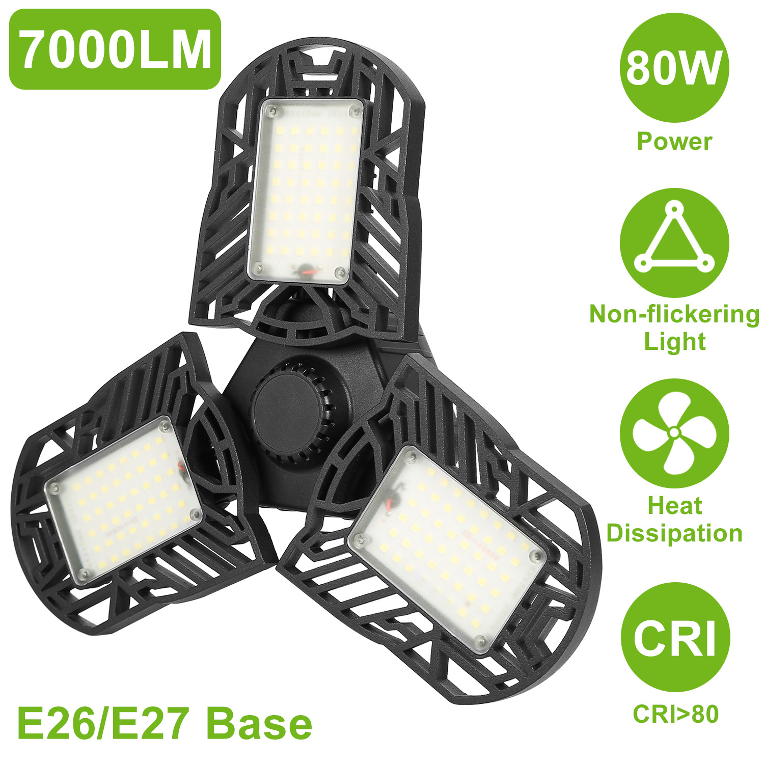 Lampe garage DEL E26 80W 7000LM 6500K atelier entrepôt