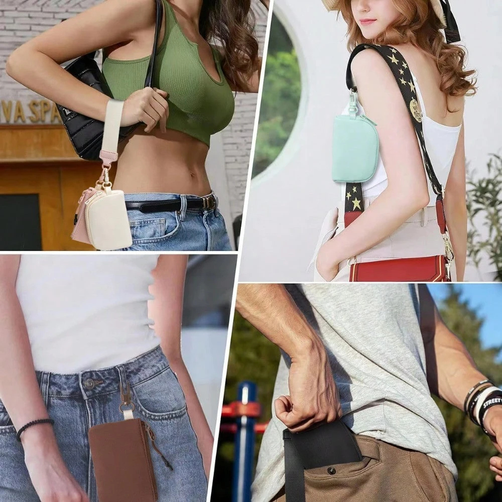 Porte-clés portefeuille poignet à deux compartiments pour femme