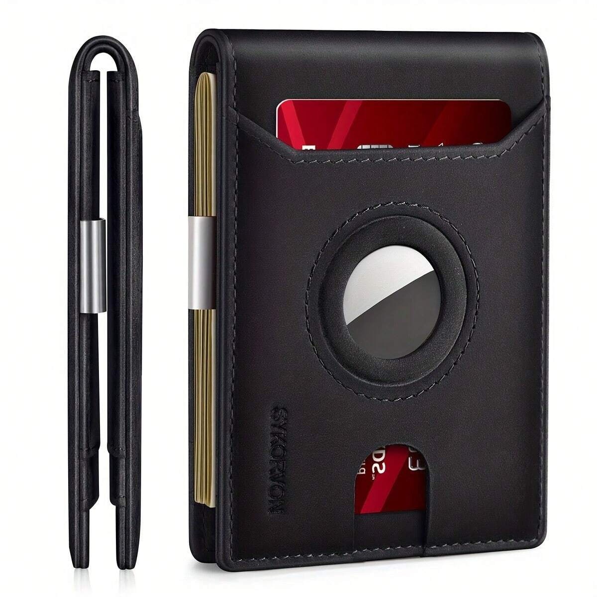 Portefeuille Airtag homme cuir bifold poche avant RFID 11 cartes