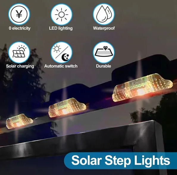 8 lumières solaires terrasse LED étanches, escaliers et clôture