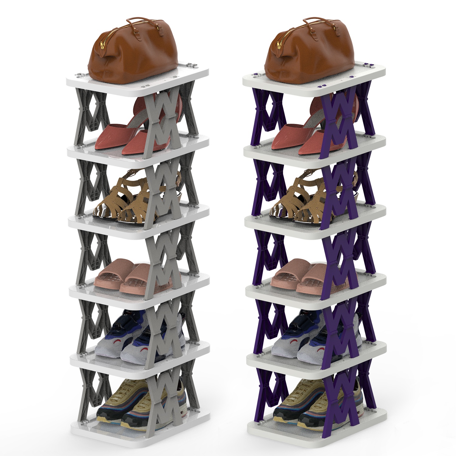 Organiseur chaussures 6 étages pliable petit espace