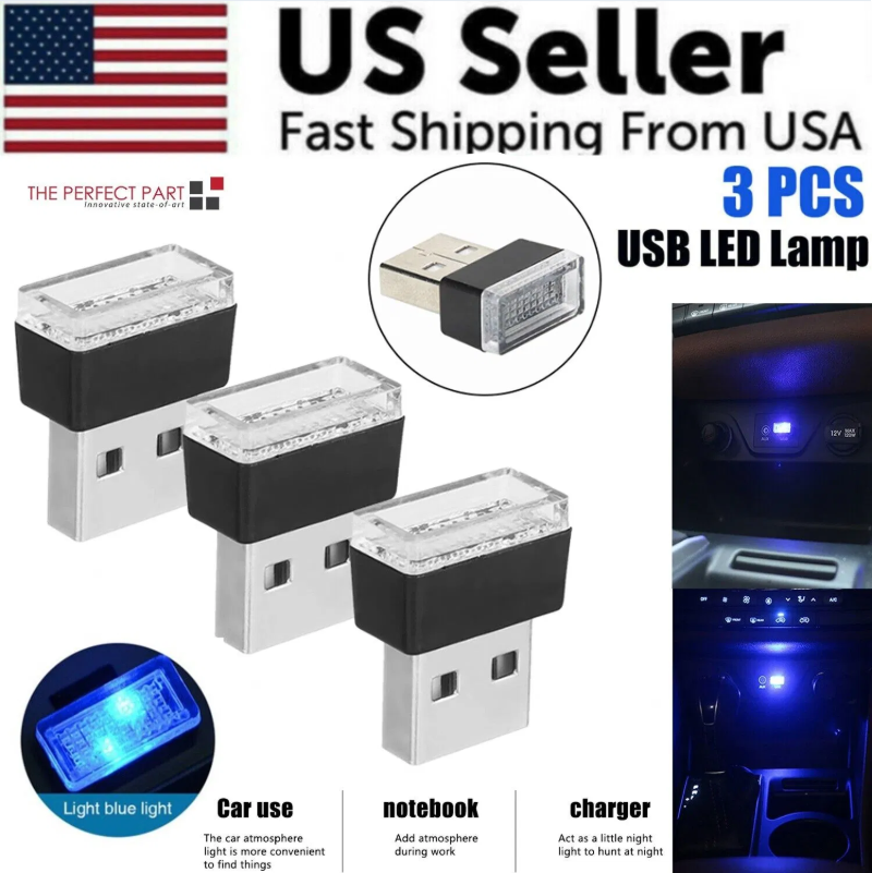 3x Mini lumière LED USB voiture - Ambiance néon