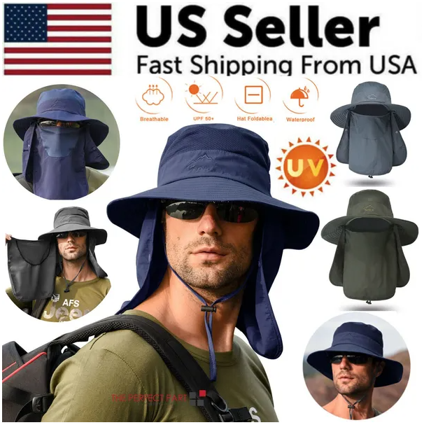 Chapeau soleil bord large protection UV randonnée camping
