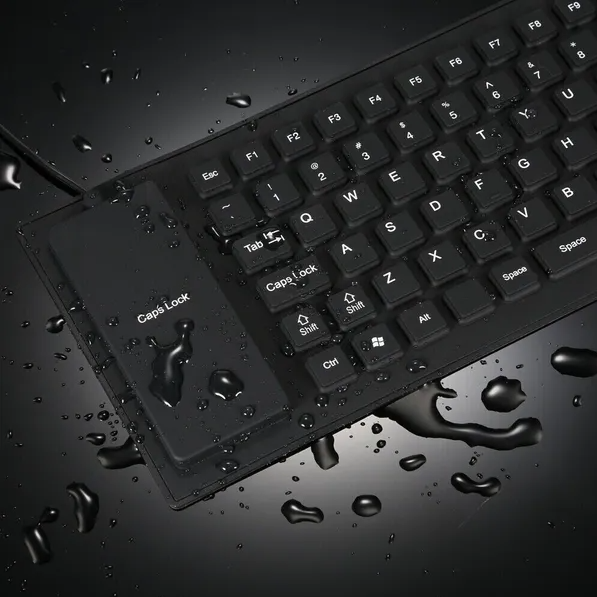 Clavier silicone étanche pliable USB sans fil taille complète