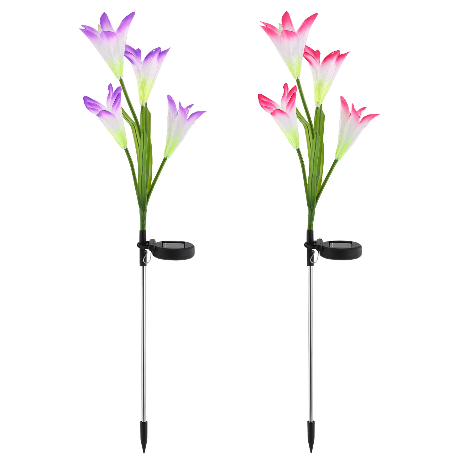 2 lampes solaires jardin fleur lys 7 couleurs IP65