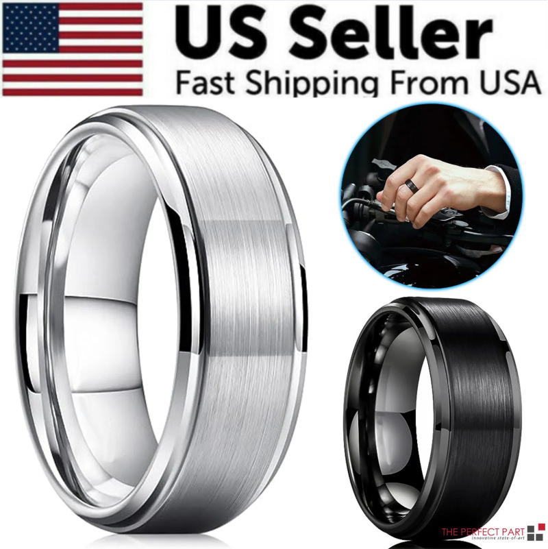 Bague de mariage en carbure de tungstène brossé argent Tungsten Carbide taille 5-17