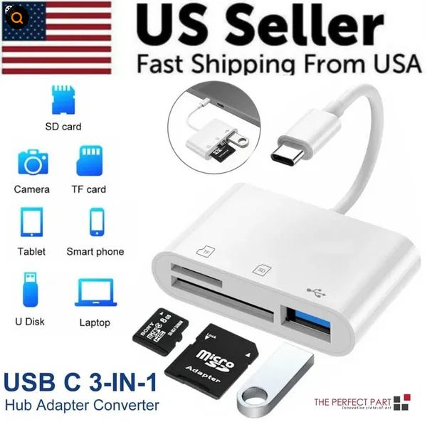 Hub USB-C 3 en 1 Lecteur Carte SD MacBook