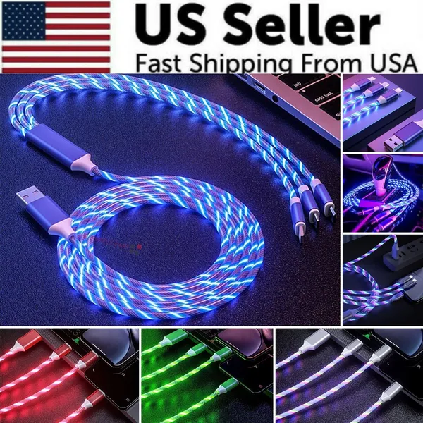 Câble chargement rapide 3 en 1 Micro USB/Type-C LED
