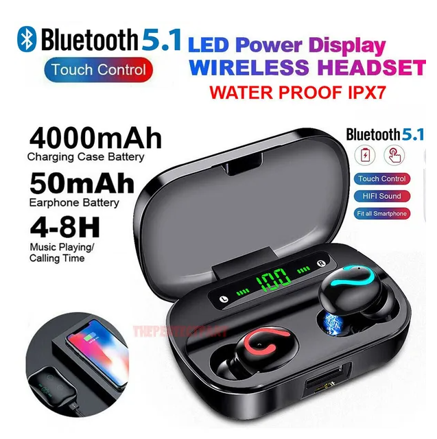 Écouteurs Bluetooth 5.1 TWS IPX7 Stéréo Mini