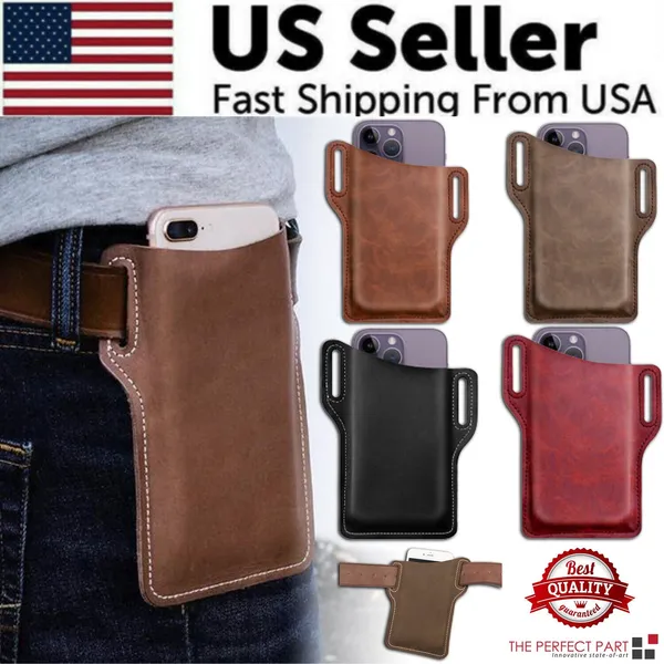 Pochette ceinture cuir homme téléphone portefeuille