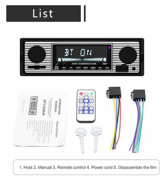 Radio FM Bluetooth voiture rétro lecteur MP3 USB aux
