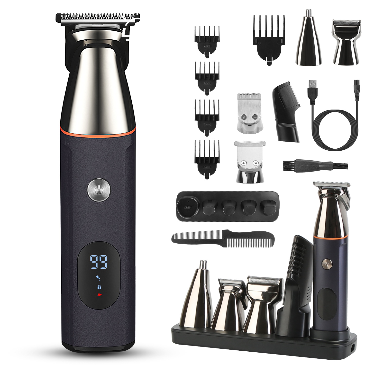 Tondeuse barbe 5 têtes IPX5 étanche cadeau fête des pères