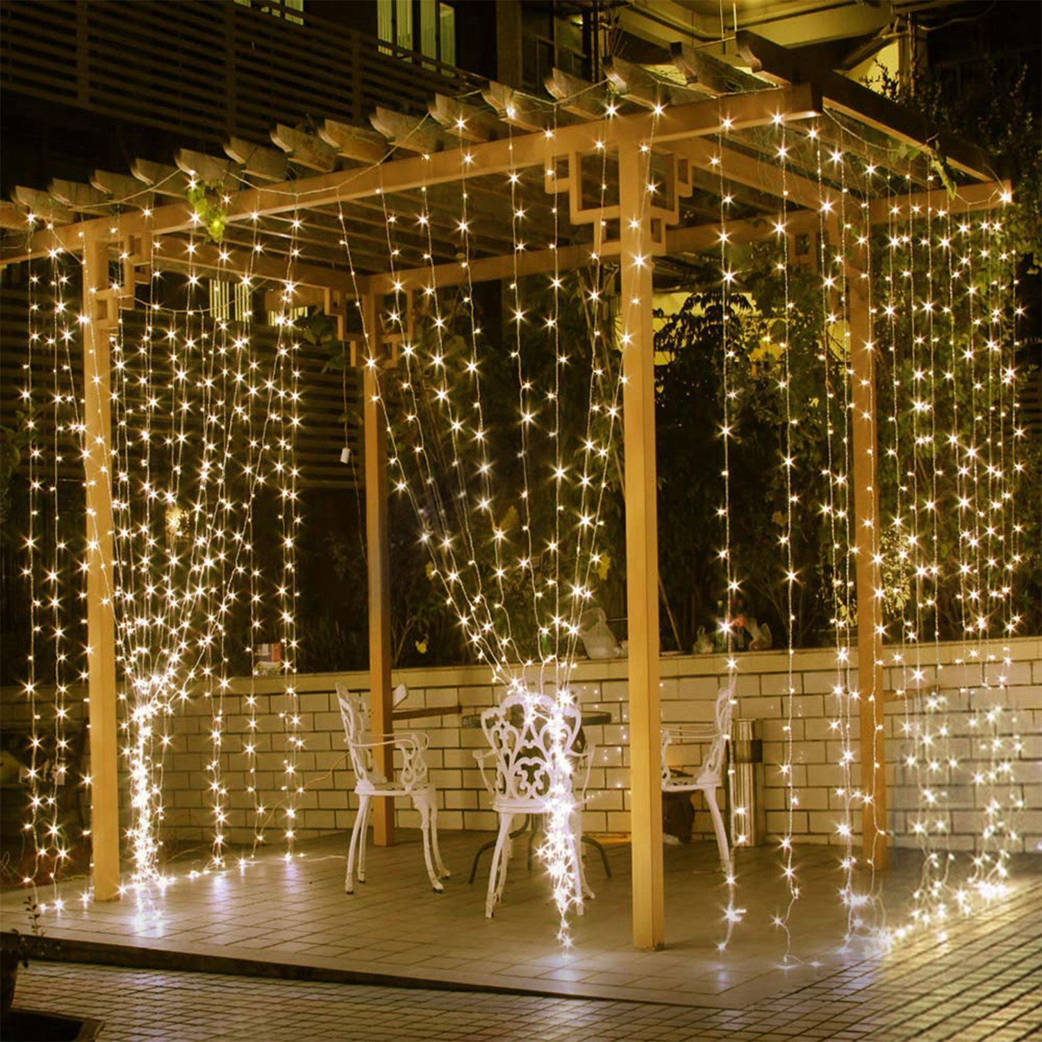 Rideau 300 LED 3m 8 modes IP44 télécommande Noël