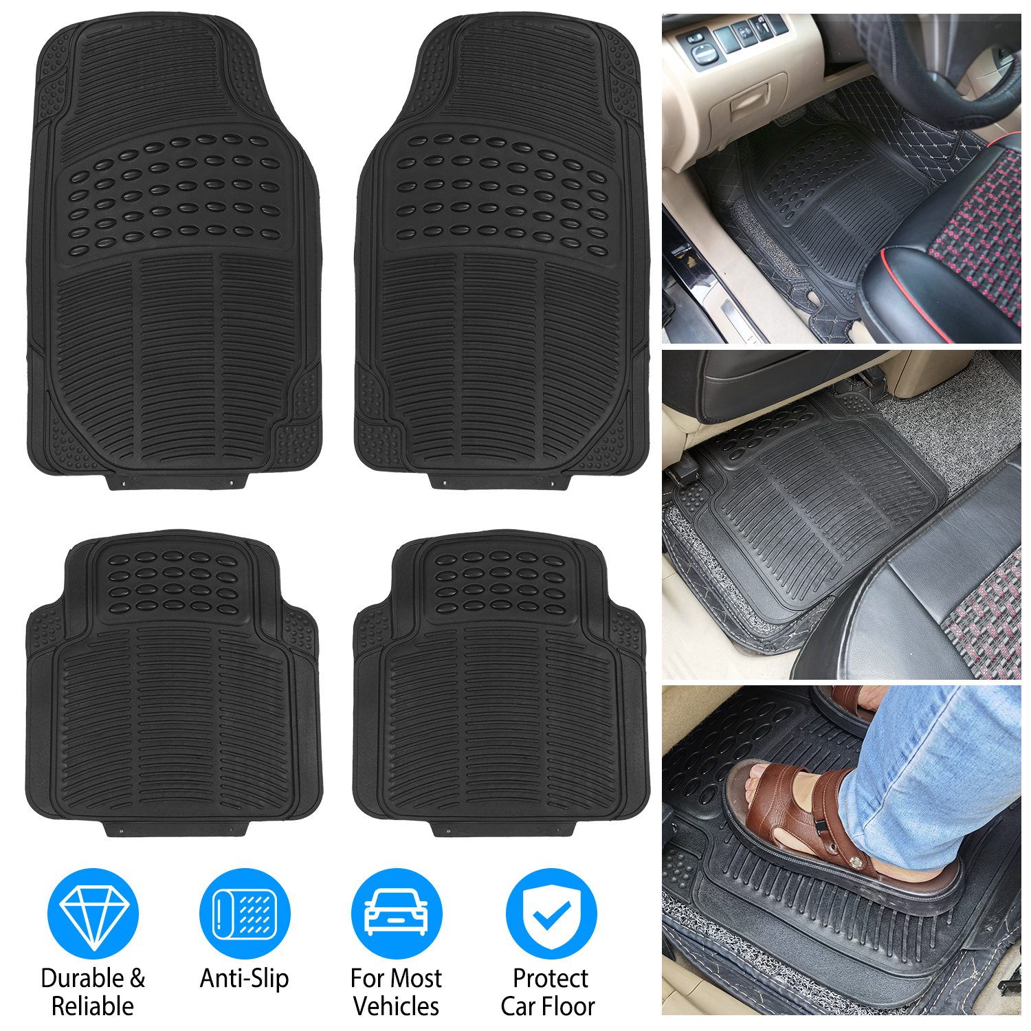 Tapis plancher auto PVC caoutchouc lourd ajustables