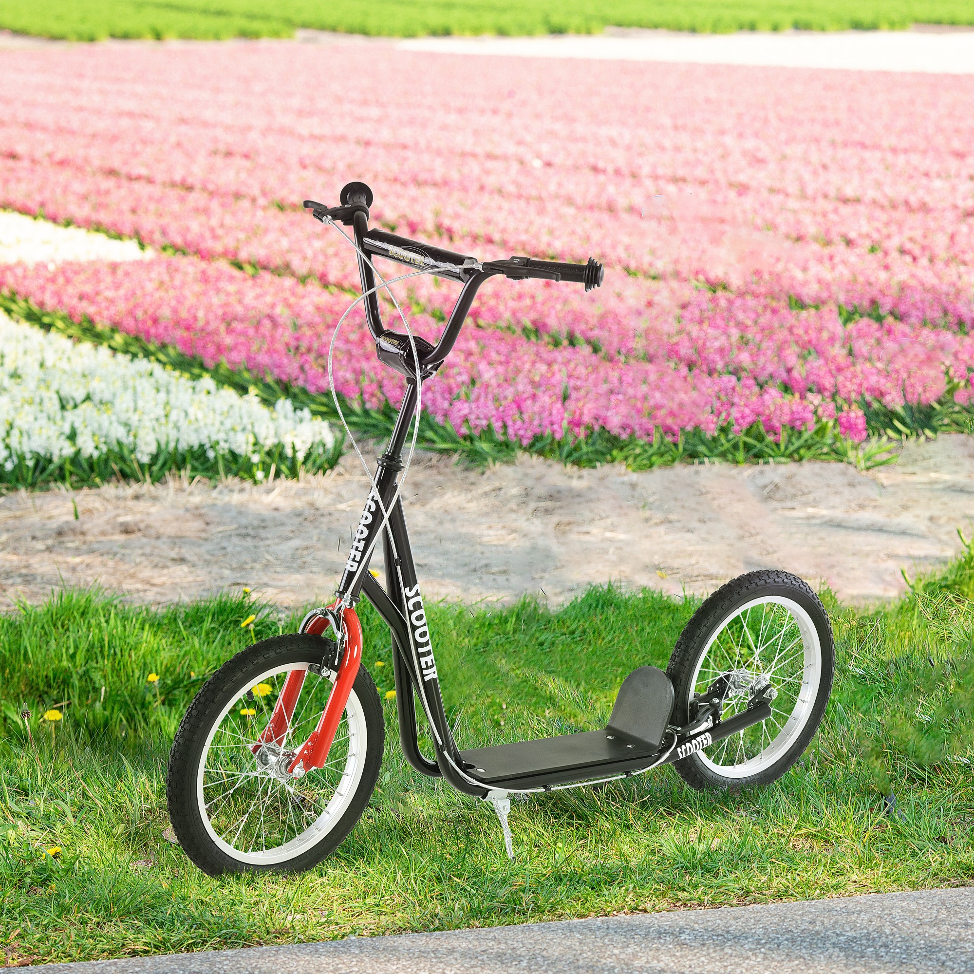 Trottinette enfant noire, guidon ajustable, freins