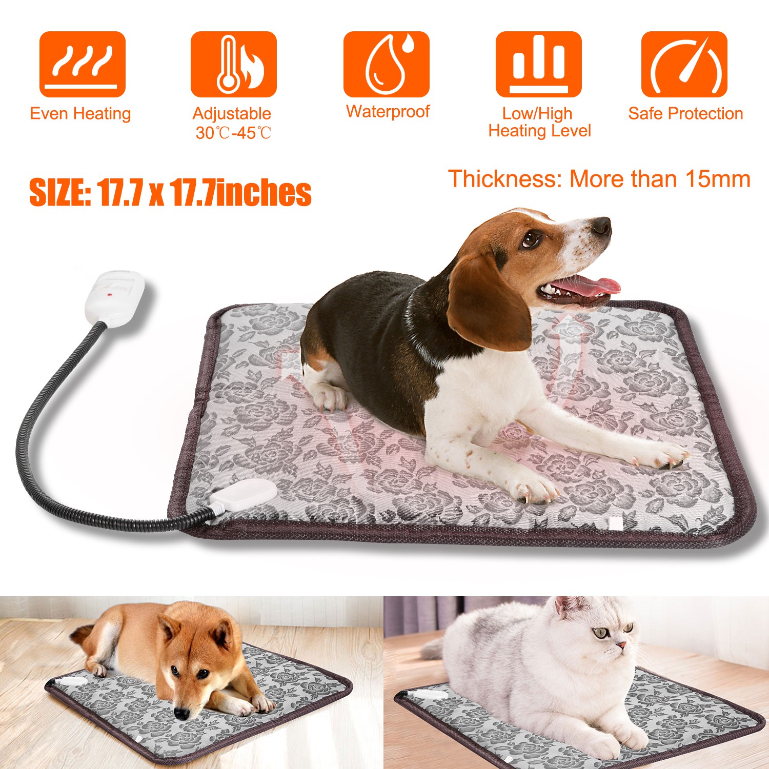 Tapis chauffant Pet électrique imperméable cordon acier
