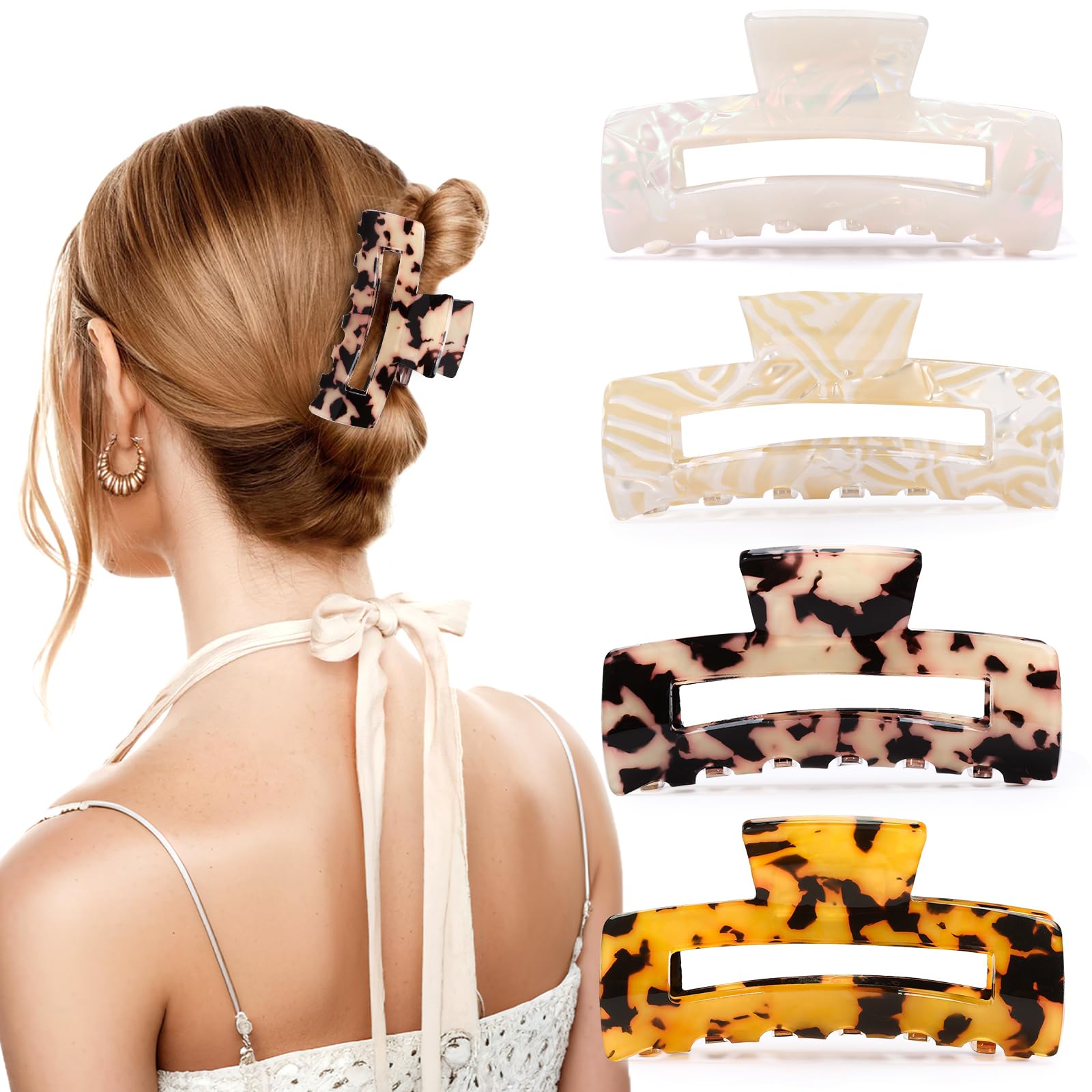 4 Pinces cheveux écaille tortue 3,15 po