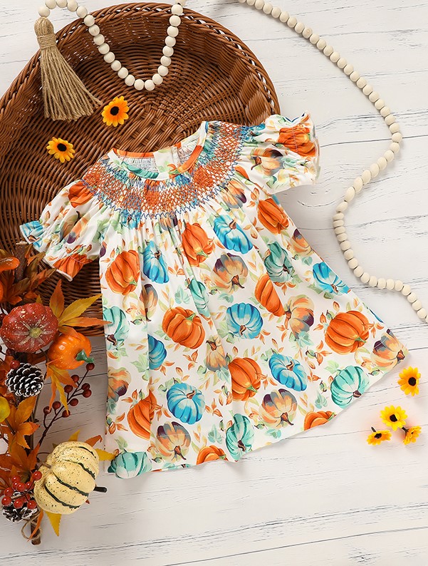Robe citrouille bébé fille automne Halloween