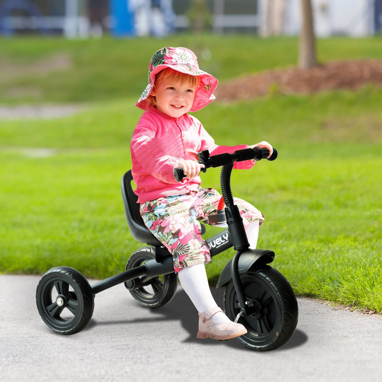 Tricycle enfant 3-roues cloche intérieur extérieur noir