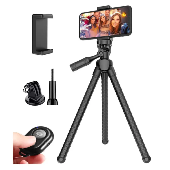 Trépied téléphone flexible ajustable avec télécommande sans fil