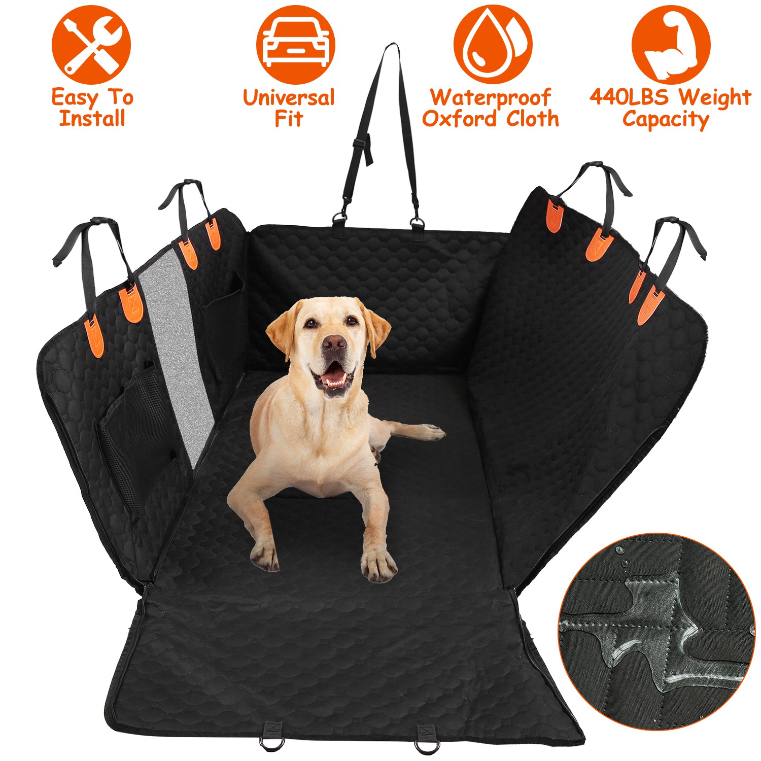 Housse siège auto chien imperméable Oxford 600D grise