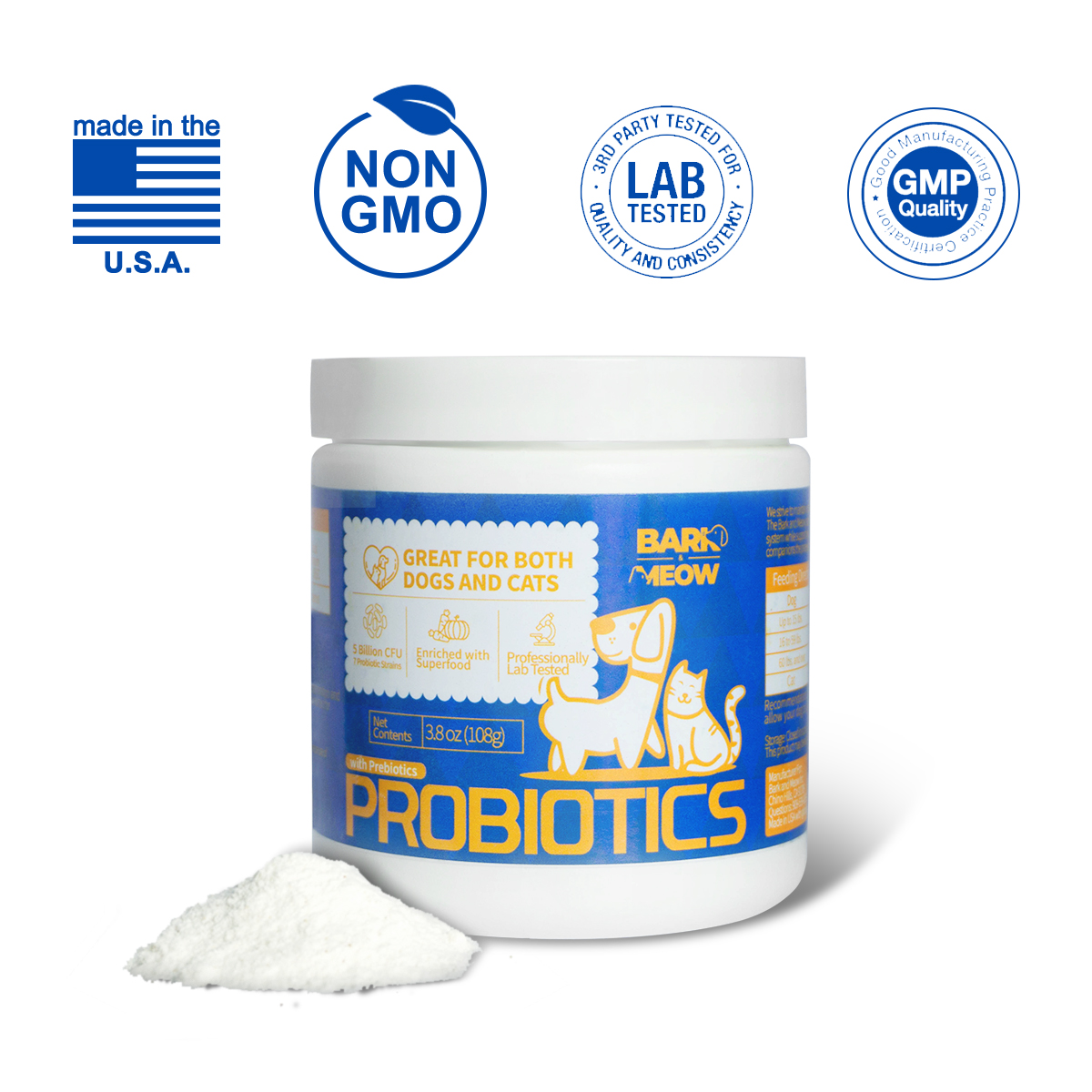 Probiotiques Bark and Meow chien/chat 5B CFU USA