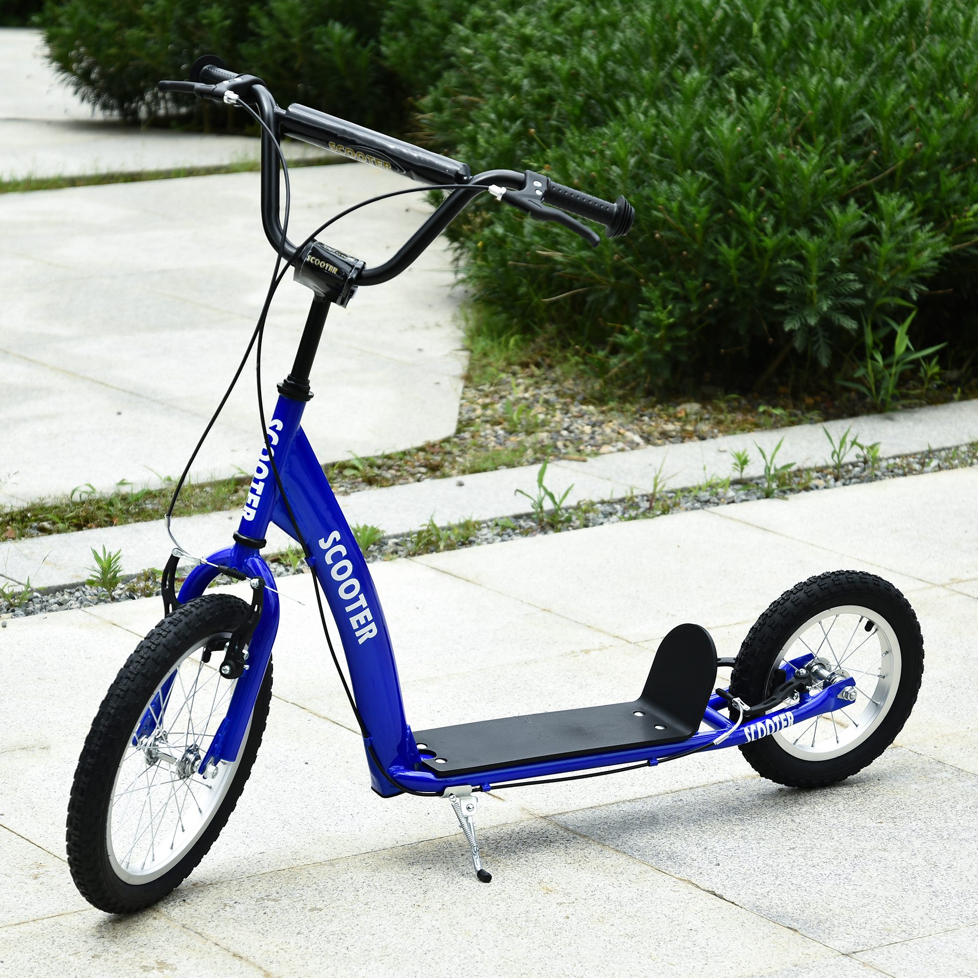 Trottinette enfants bleu, guidon ajustable, freins doubles