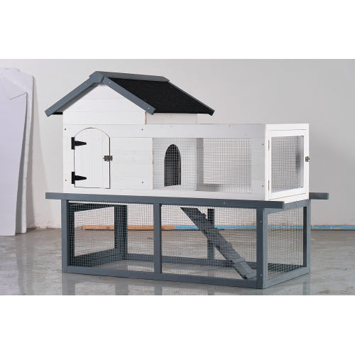 Poulailler-clapier 53", 2 étages, toiture, escaliers, bac nettoyage
