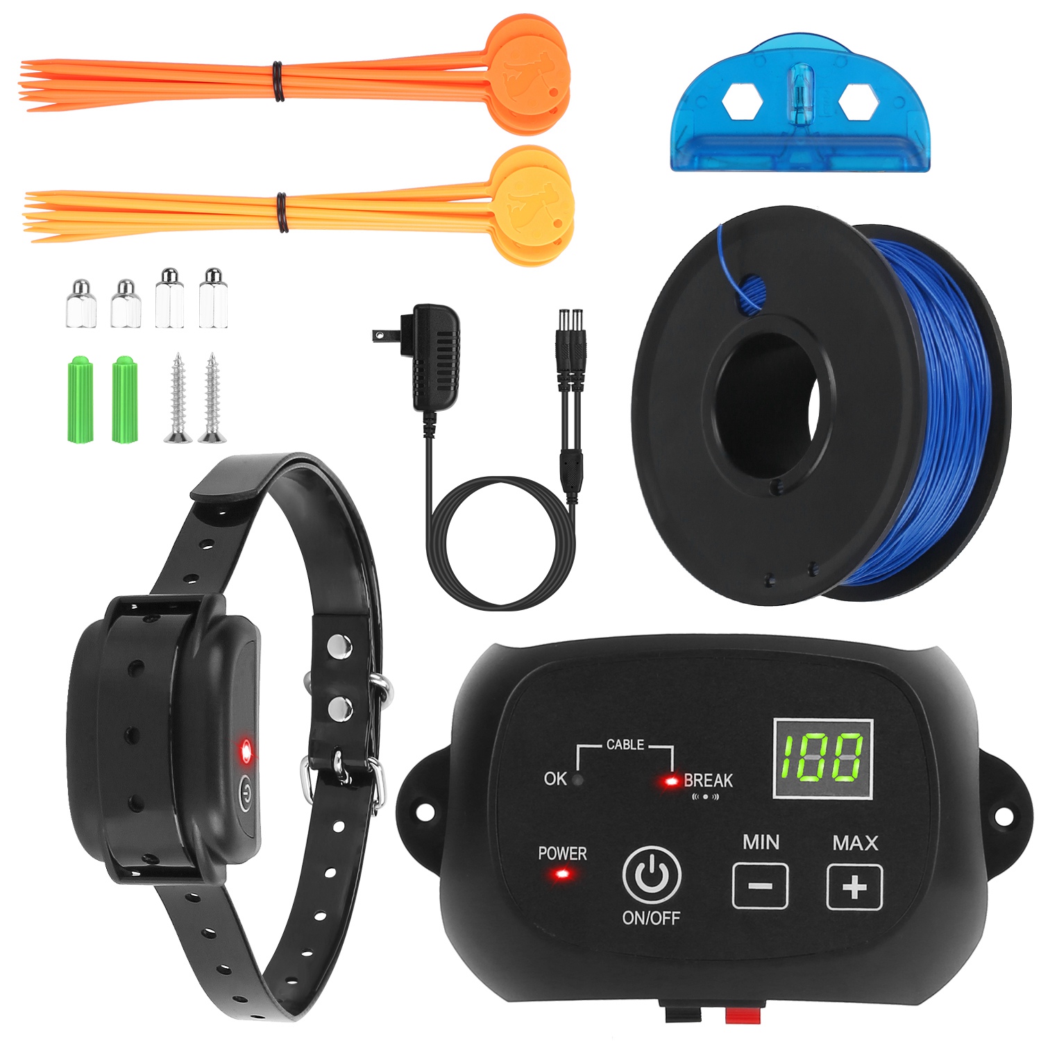 Système clôture chien 100 niveaux ajustables imperméable IPX7