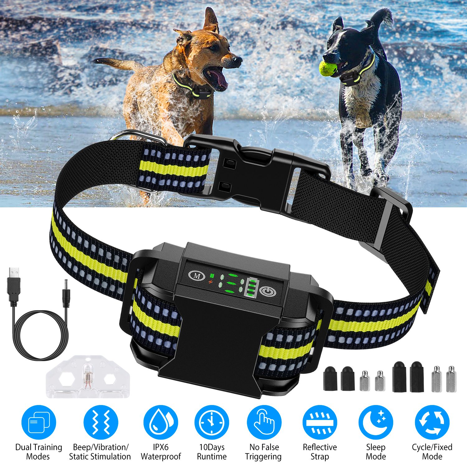 Collier antiaboi rechargeable vibration bip statique 6 niveaux
