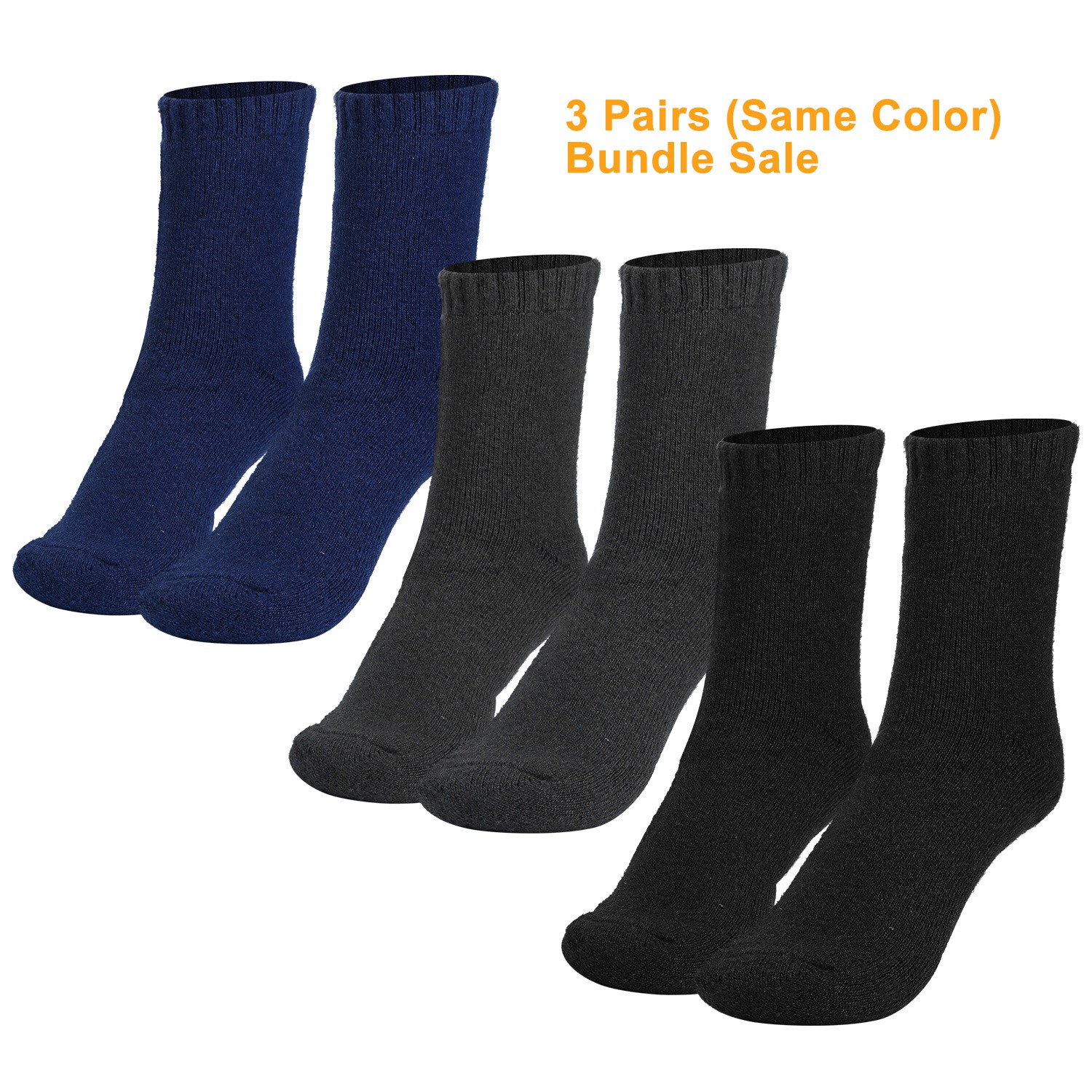 3 paires chaussettes laine thermiques homme hiver