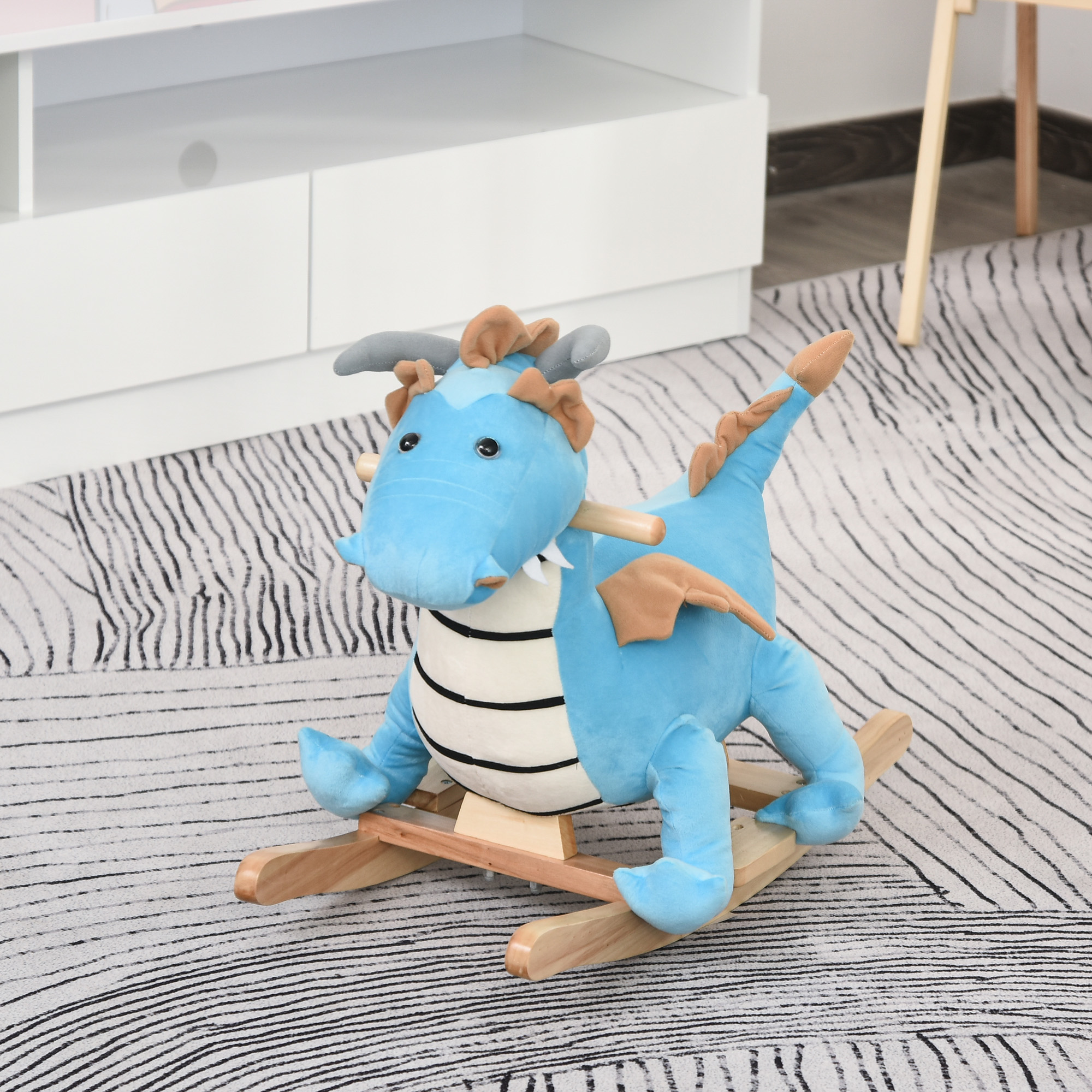 Cheval à bascule dinosaure sons réalistes bleu 18-36 mois