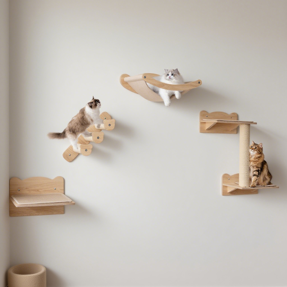 Set mobilier mural chat 4 pièces hamac