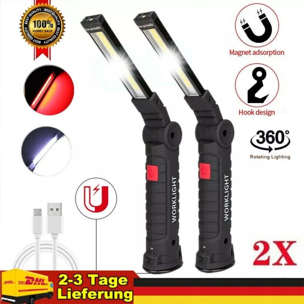 Lampe travail COB USB rechargeable magnétique rotation 360°