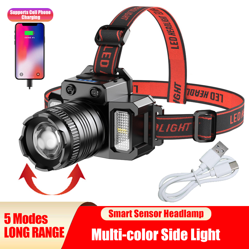 Lampe frontale LED télescopique capteur mouvement 5 modes