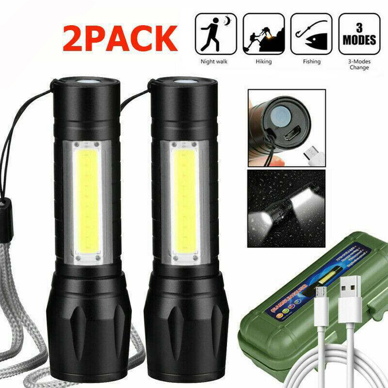 Lampe torche LED COB rechargeable zoom 3 modes étanche camping